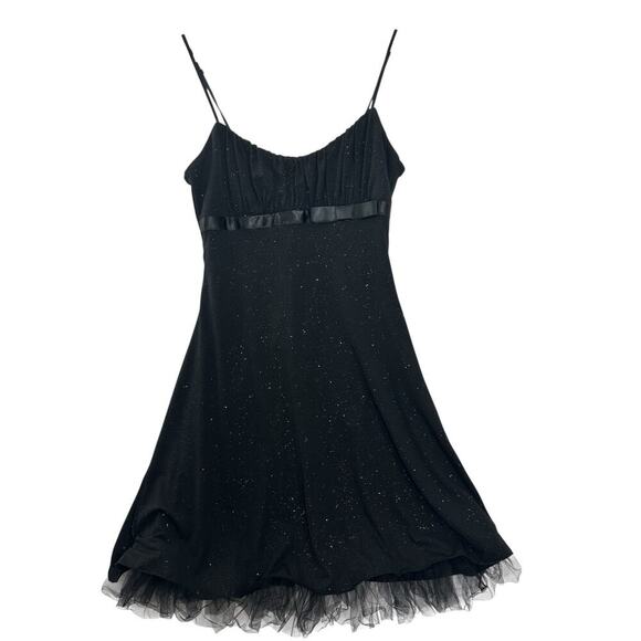 Vtg Rampage Mini Black Sparkle Dress Womens Medium Formal Whimsigoth Prom - Picture 1 of 12
